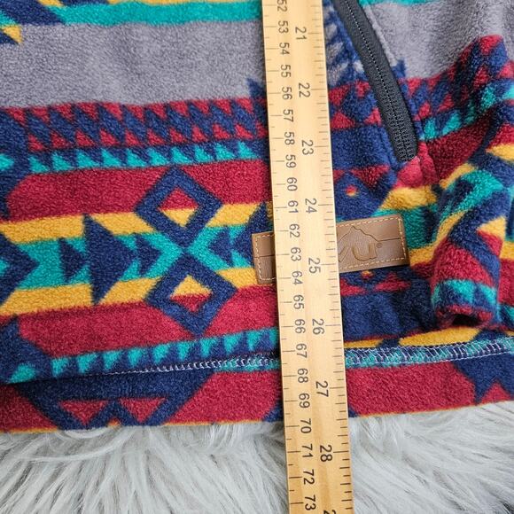 KAVU Overlook Polar Fleece Poncho Hoodie Aztec Cozy Oversize Southwestern Medium - Picture 11 of 12